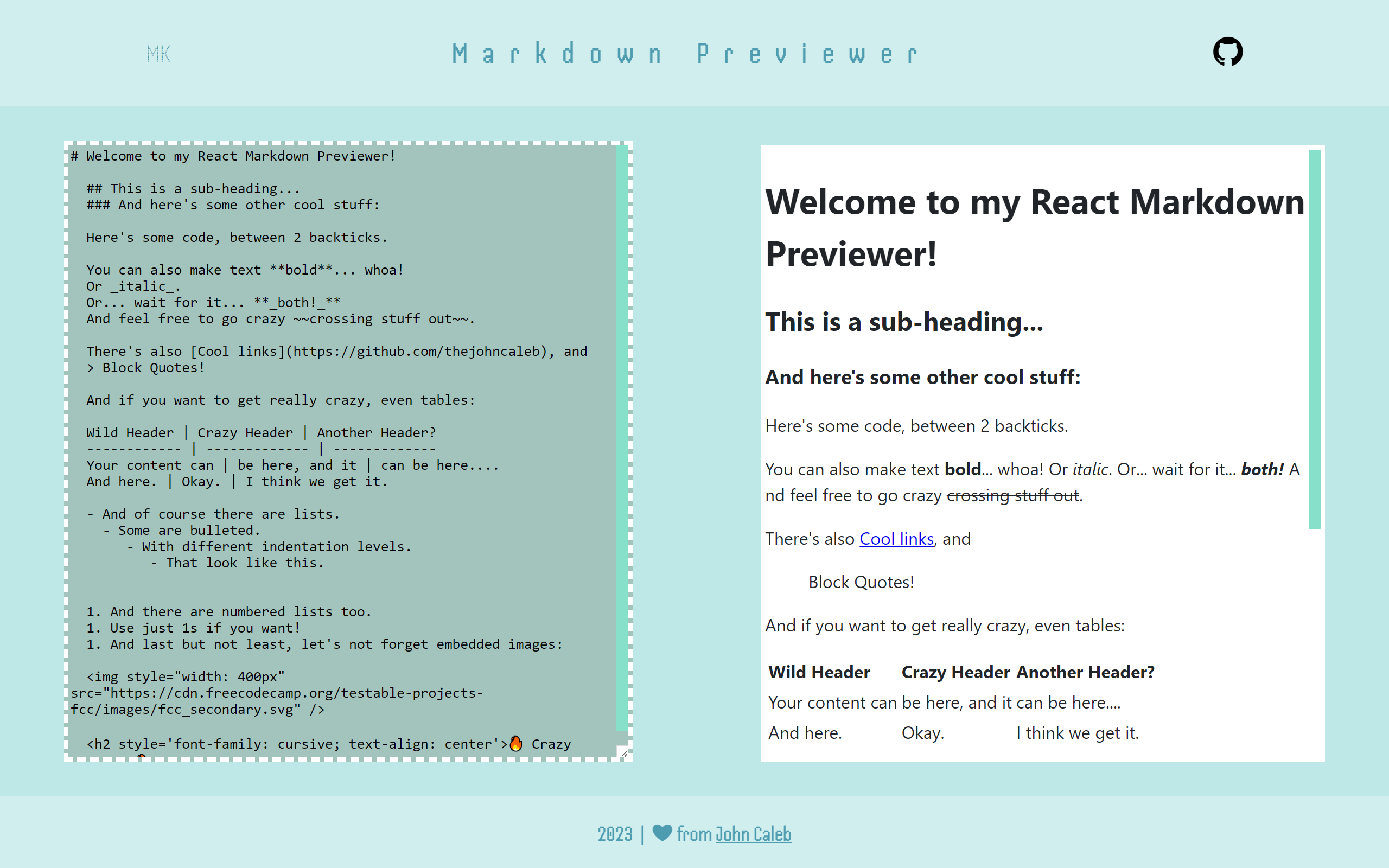 Markdown Previewer